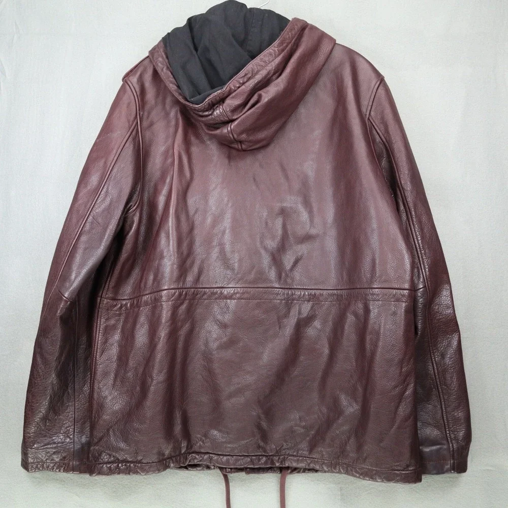 True Religion‎ Mens Leather Parka Military Coat Bomber Jacket Size XL Purple
